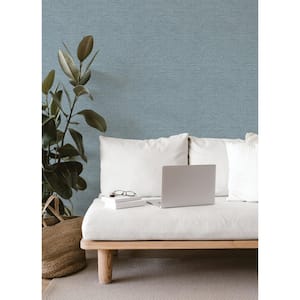 Exhale Sky Blue Texture Fabric Non-Pasted Matte Wallpaper