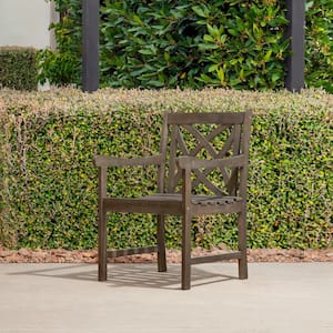 Grey-Washed Acacia Wood Farmhouse Outdoor Dining Chair