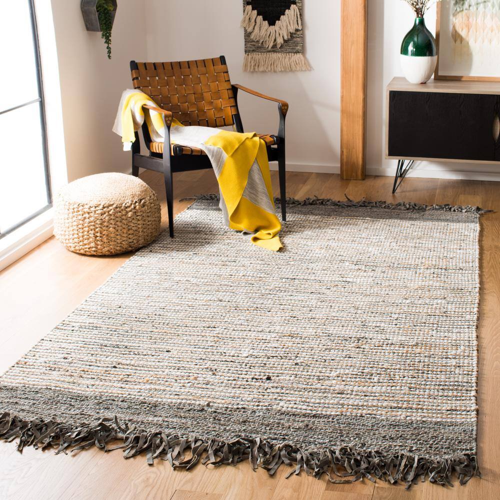 Vintage Leather 6 ft. x 6 ft. Square Gray/Multi Rustic Striped Area Rug price history on PriceWatchPro