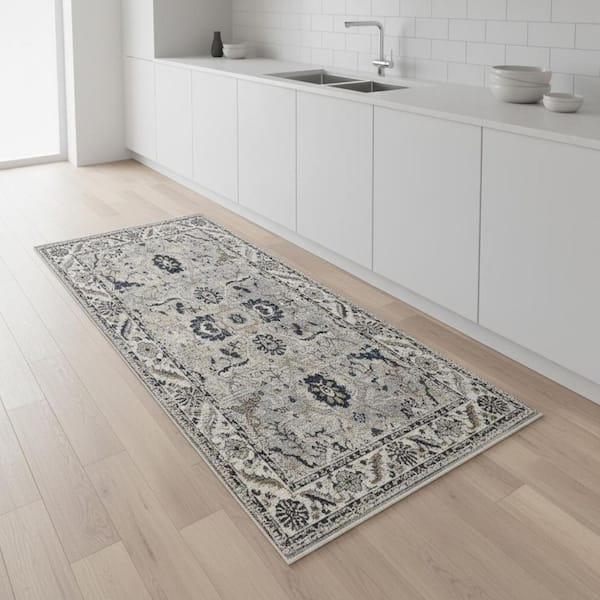 Beige 2 X 8 ft. Woven Medallion Runner Indoor Area Rug
