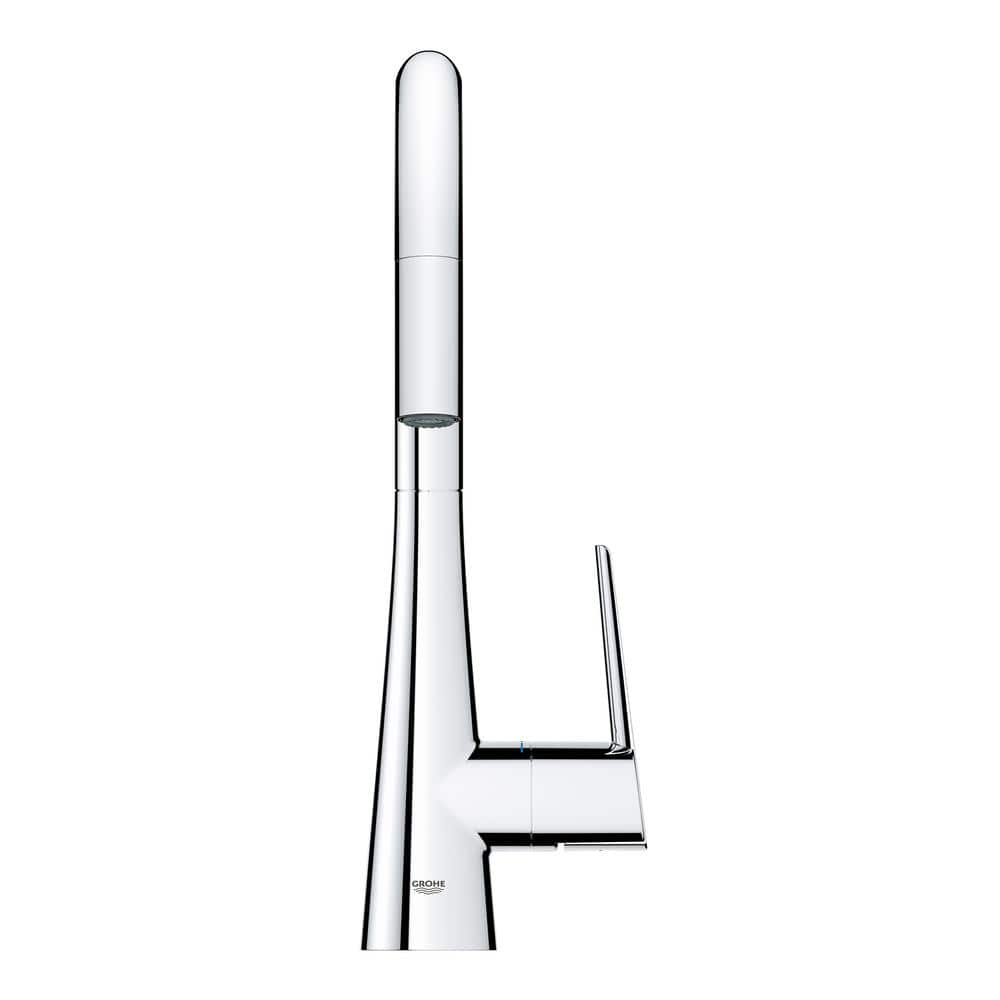 Sleek Euro-Style 15.5" Chrome Pull-Down Bar Faucet with Dual Spray
