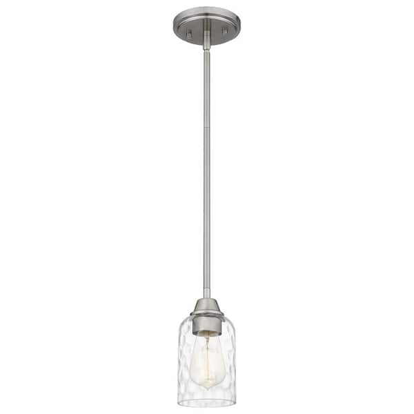 Quoizel Acacia 1-Light Brushed Nickel Chandelier with Clear Water Glass
