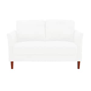53.14 in. White Linen Fabric Loveseat Mini Sofa Sleeper Loveseat, Sofa Bed with Flared Arms, 2-Seater Sectional Loveseat