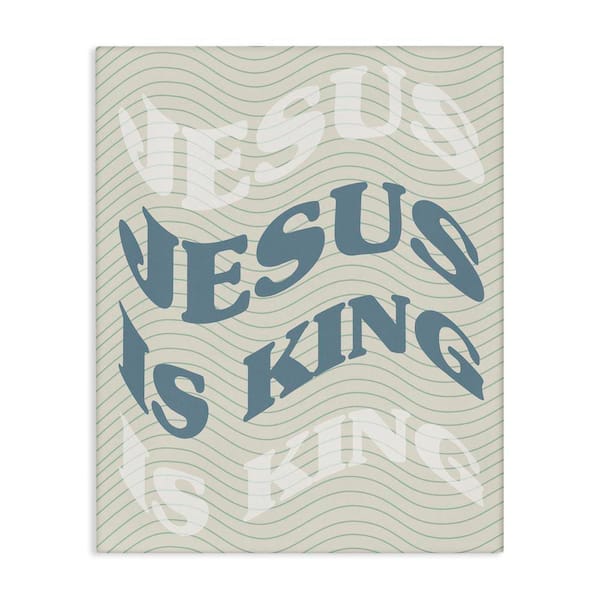 Stupell Industries Wavy Jesus Is King by Daphne Polselli Unframed Religious Graphic Art Print 48 in. x 36 in.