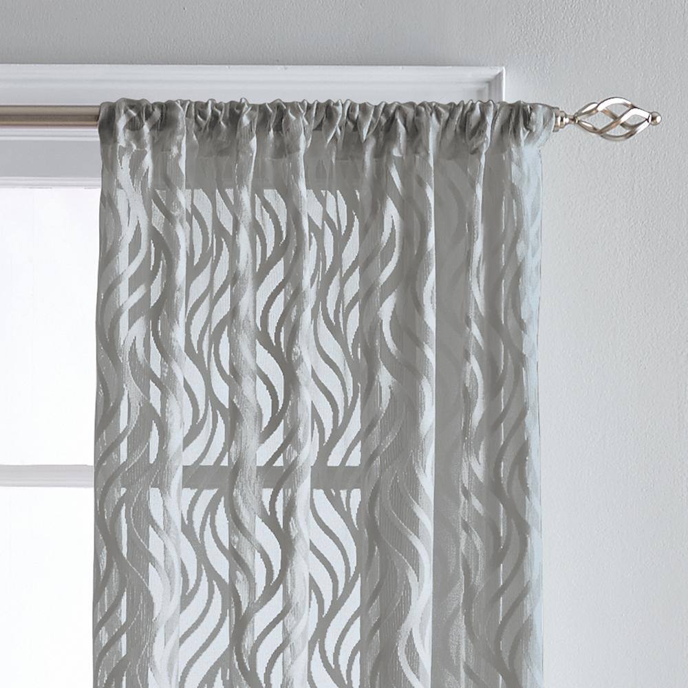Gray Sheer Polyester Rod Pocket Window Panel 95" x 50"