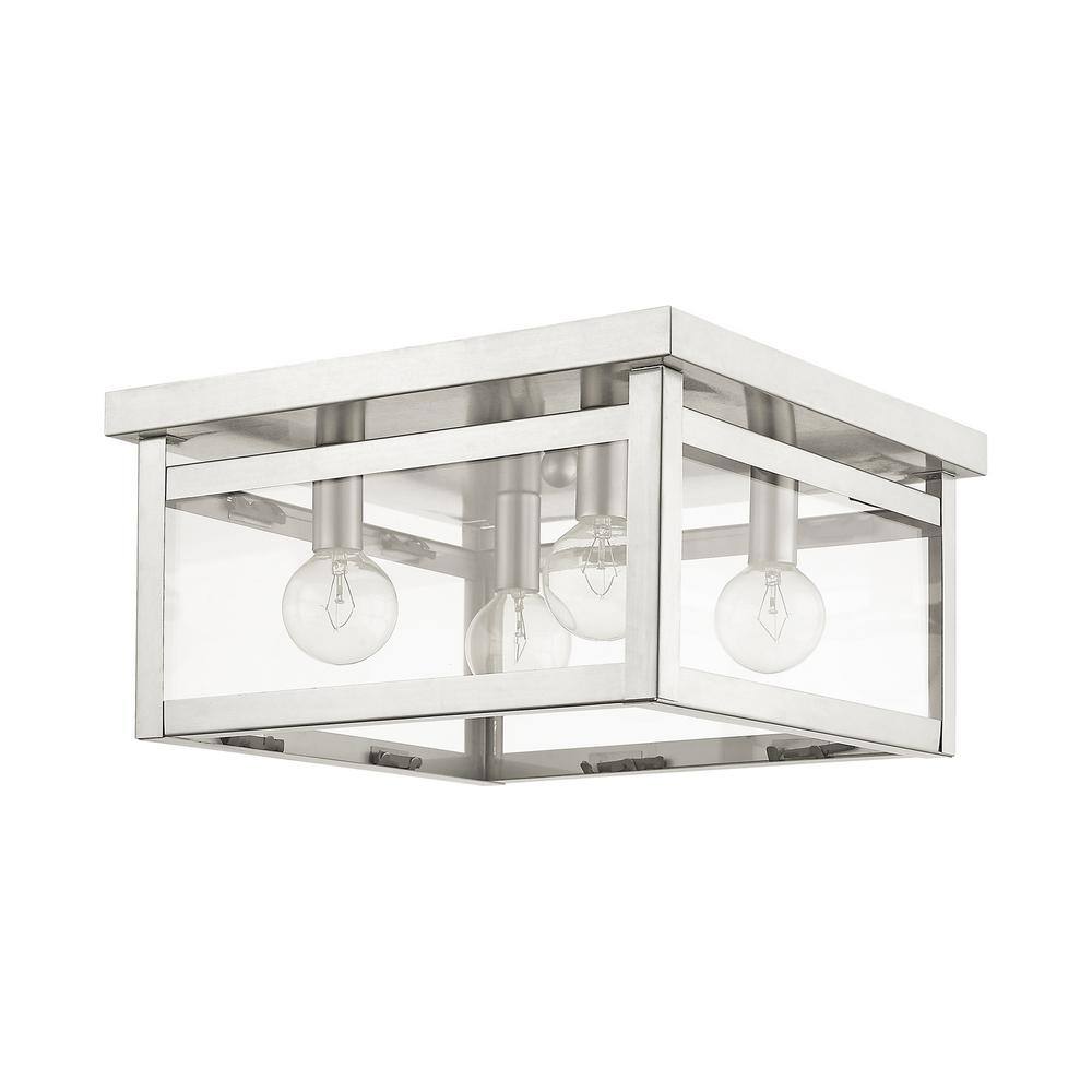 Elegant Milford Brushed Nickel 4-Light LED Flush Mount with Clear Glass