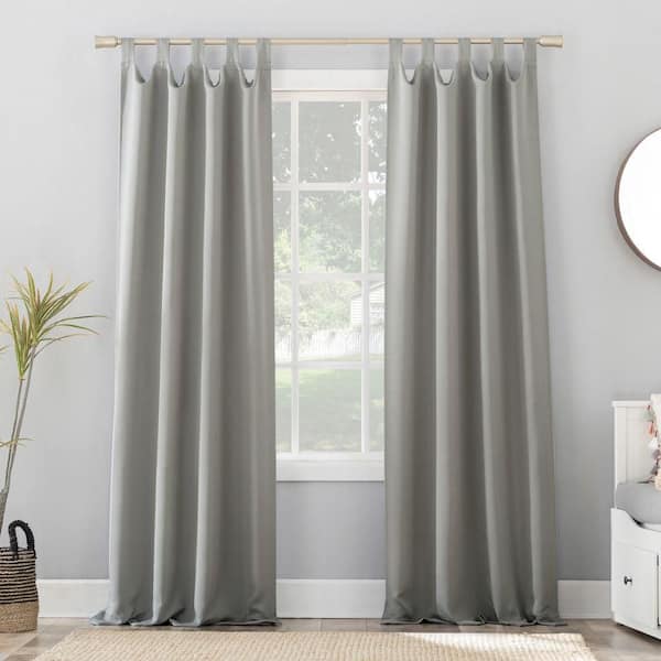 Sun Zero Gavin Energy Saving Silver Gray Polyester 40 in. W x 63 in. L Tab Top Blackout Curtain (Single Panel)