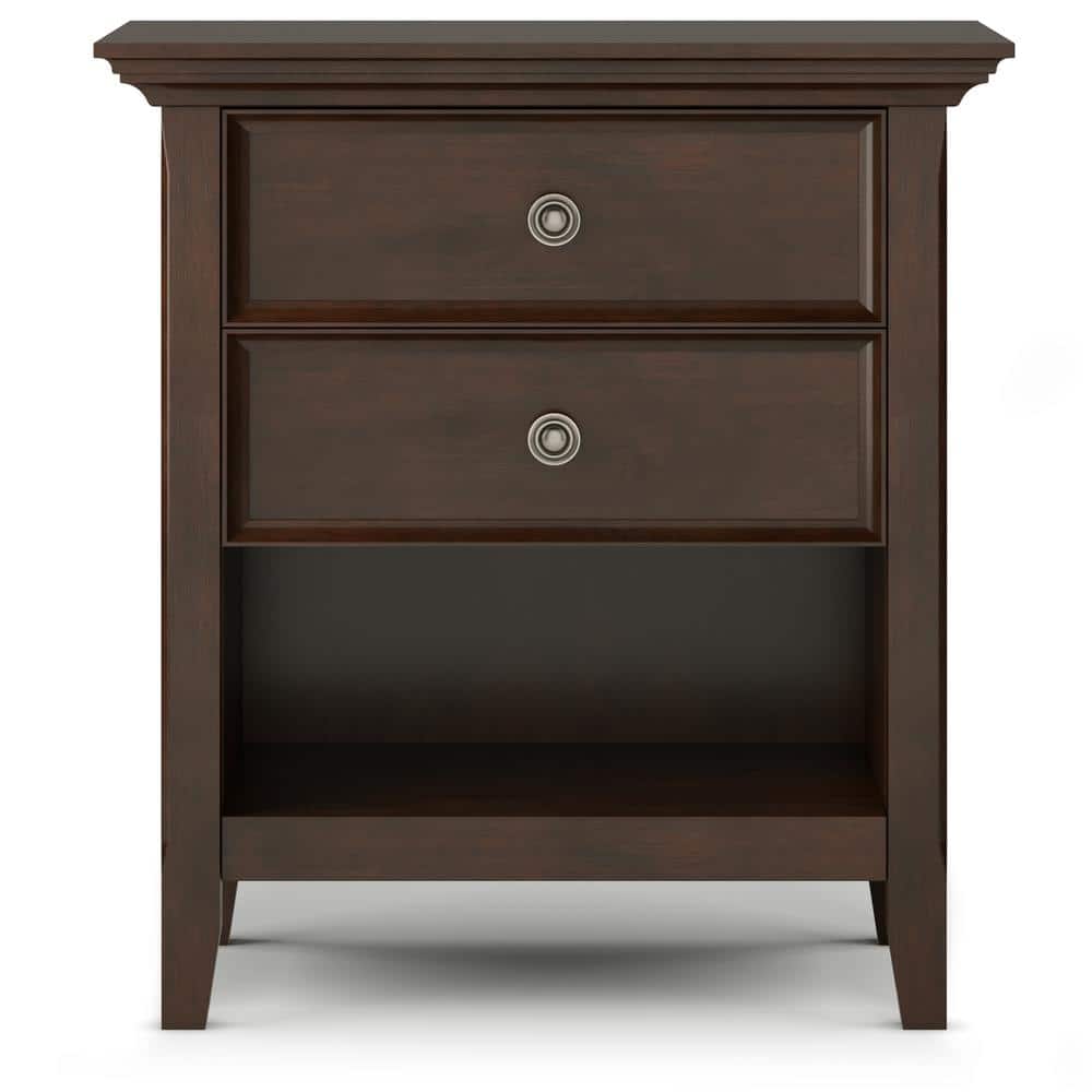 Amherst Solid Wood 2-Drawer Nightstand in Russet Brown