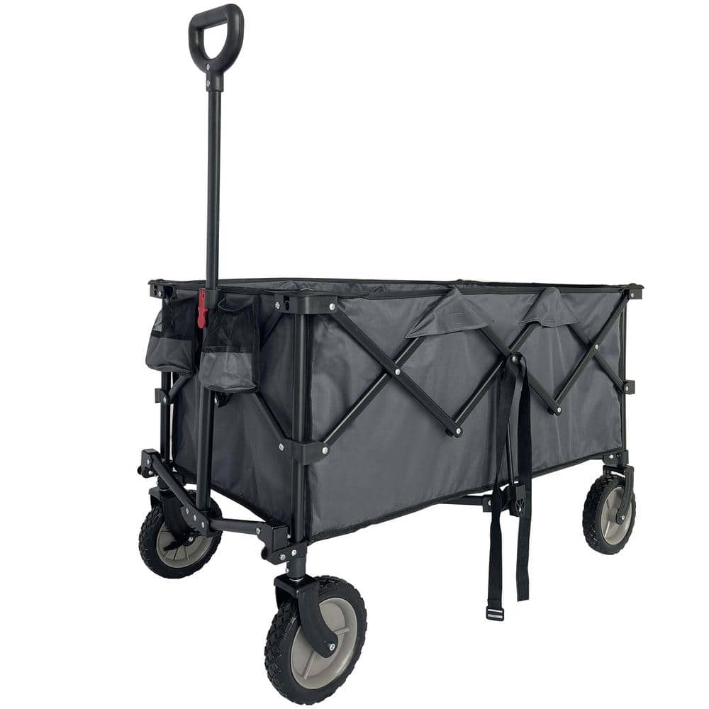 Fishing Trolley Beach Trolley Cart Camping Wagon for Sand Black Steel  vidaXL