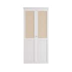 BARNER HOME Bi-Fold Doors, For 24in. X 80 In Opening, 1-lite Decorative Tempered Frosted Glass Panel With Hardware Kits, MDF, White Interior Closet Door