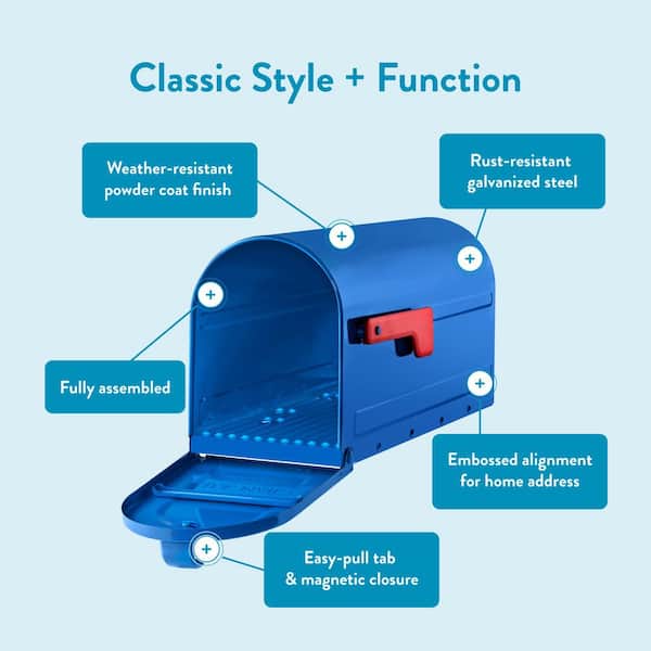 MB1 Blue, Medium, Steel, Post Mount Mailbox