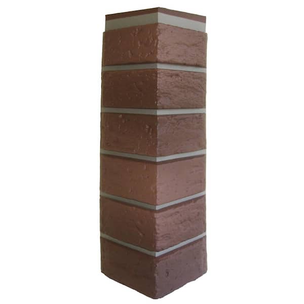 Novik Stone HL 18.5 in. x 5.75 in. Plastic Hand-Laid Brick Corner Trim Siding in Red Used Blend (7.40 lin. ft./Box)