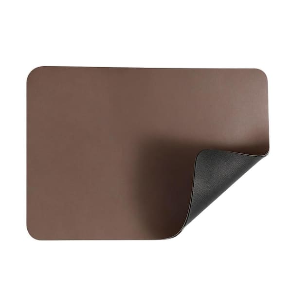 17 in. x 31.5 in. Brown Absorbent Coffee Mat, Rubber Backed Dish Drying Mat for Kitchen Counter, Hide Stain Bar Mat