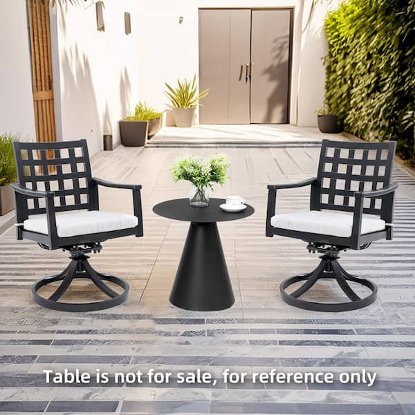 2 Pcs Aluminum Outdoor Rocking Chair with White Cushions, Patio Dining Swivel Chairs for Garden, Backyard and Poolside