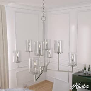 Kerrison 8-Light Brushed Nickel Geometric Chandelier with Clear Seeded Glass Shades