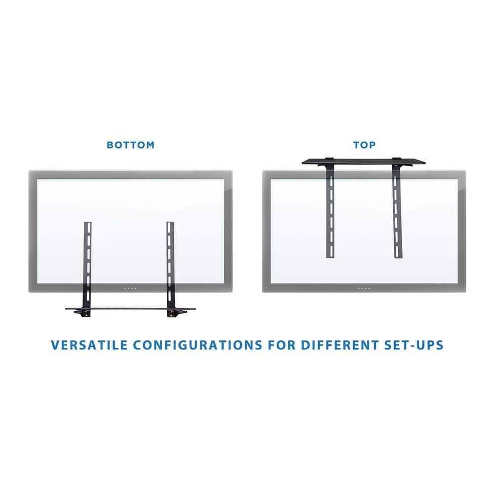 Black Tempered Glass TV Wall Mount Shelf with High-Gloss Finish