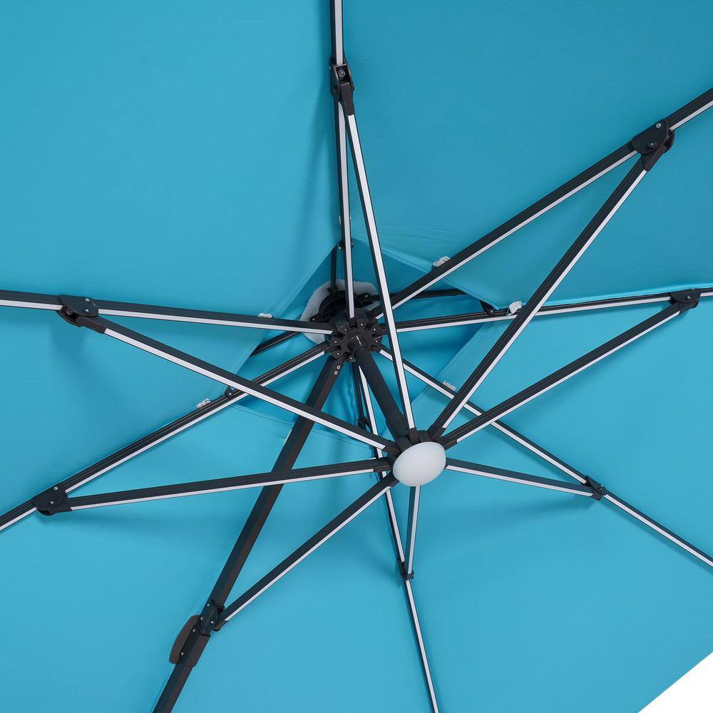 Beige 10' Square Cantilever Umbrella with LED Lights