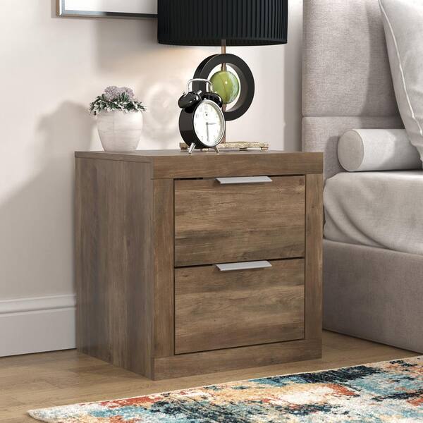 GALANO Harlowin 2-Drawer Knotty Oak Nightstand Sidetable (20.3 in 