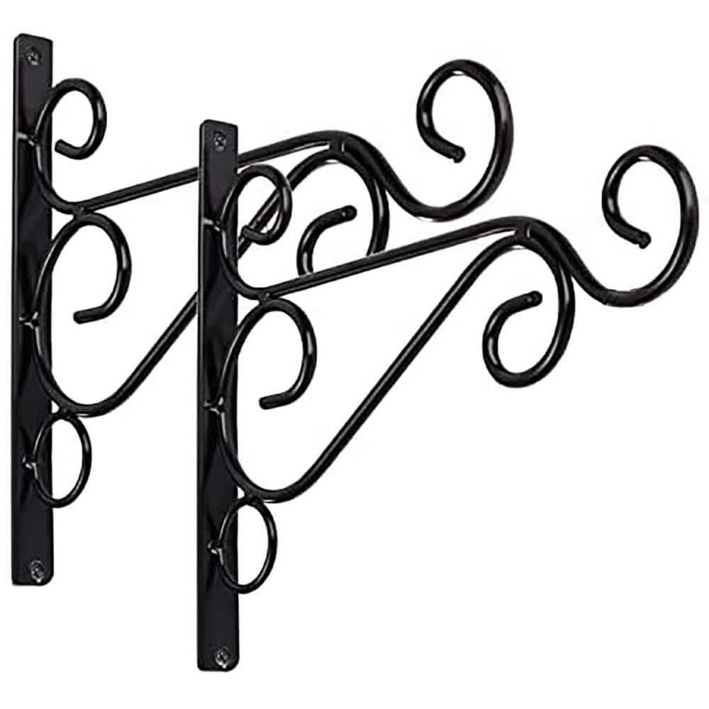 Pack of 2 Black Iron Outdoor Hanging Brackets Wall Hooks for Bird Feeder Lanterns Wind Chimes with Screws price history on PriceWatchPro
