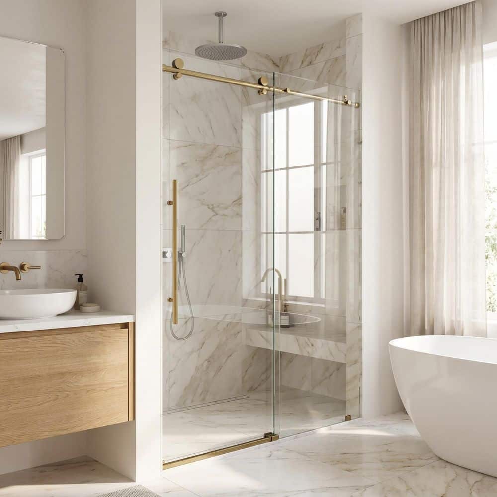 絶版‼️ Dafy Hagai Golden Showers VIGO Elan E-Class 56 to 60 in. W x 76 in. H Frameless Sliding