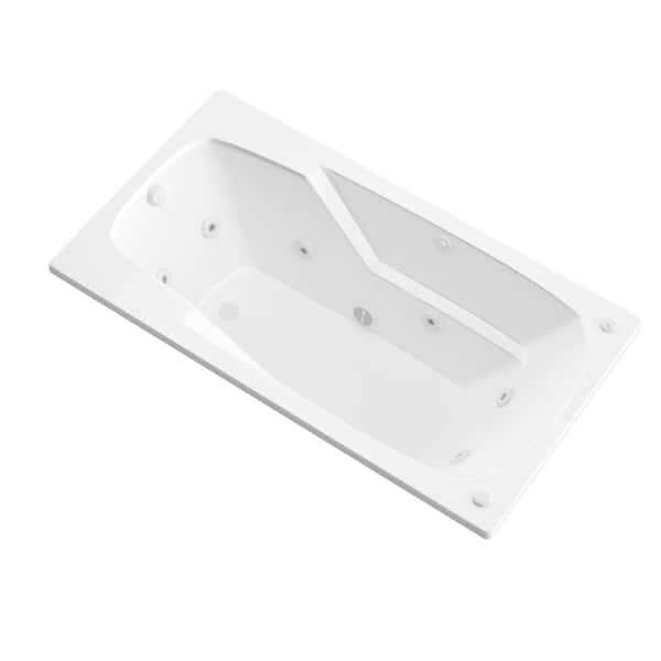 Coral Series 71 in. x 42 in. Rectangular Whirlpool Bathtub with Left Side Drain and V-Style Back Jets in Glossy White