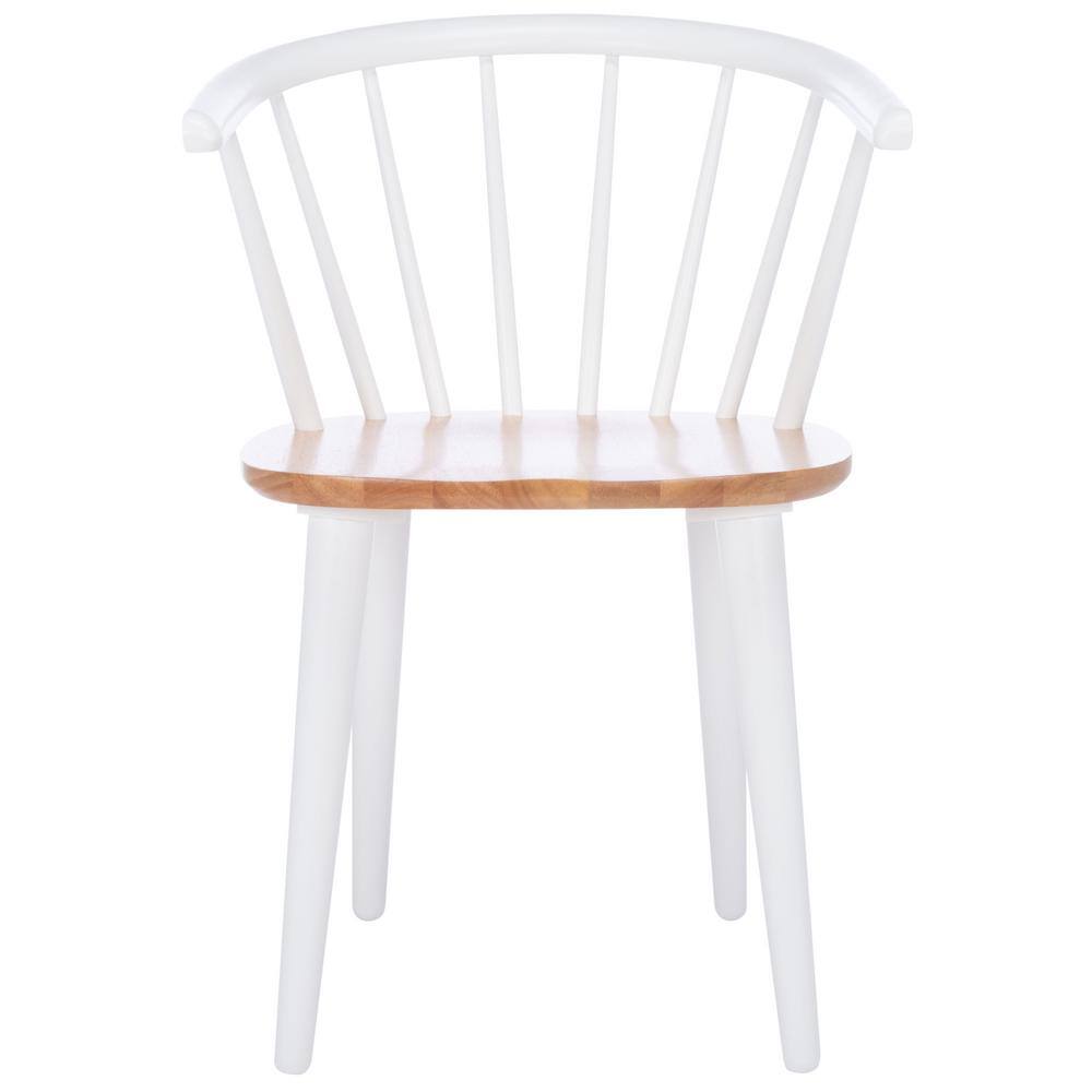 Natural and White Wood Spindle Dining Chair Set
