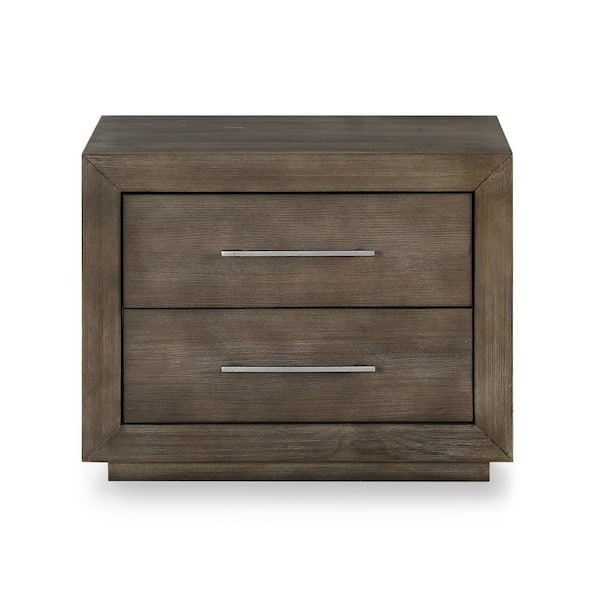 Melbourne 2-Drawer with 2 Port USB Charger Dark Pine Nightstand (22 in ...