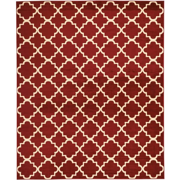 Nourison Grafix Red 8 ft. x 10 ft.  Floral Geometric Transitional Area Rug