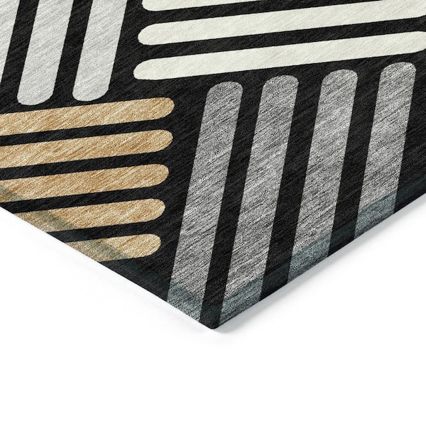 Chantille Machine Washable Indoor/Outdoor Abstract ACN2339 Black 9 ft. x 12 ft. Area Rug