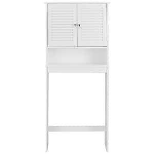 26 in. W x 62 in. H x 10 in. D White Bathroom Over-the-Toilet Storage Cabinet Organizer with Doors and Shelves