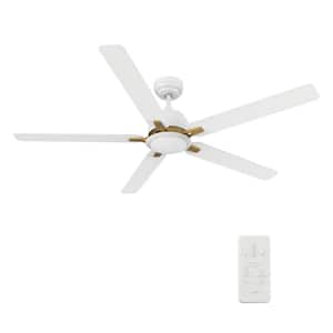 Byrness 60 in. Color Changing Integrated LED Indoor Matte White 10-Speed DC Ceiling Fan with Light Kit/Remote Control
