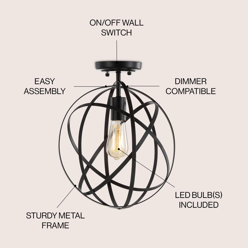 13" Oil Rubbed Bronze Drum LED Flush Mount Ceiling Light