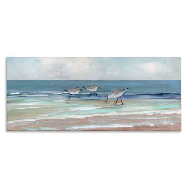 Panoramic Sandpipers on Shoreline by Sally Swatland Unframed Graphic Art Print Coastal 30 in. x 13 in.