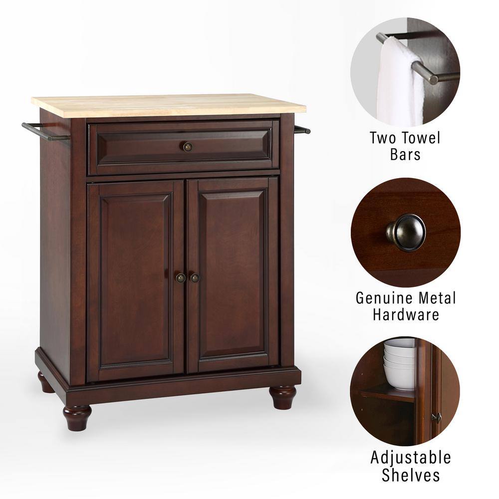 Cambridge Natural Wood Top Portable Kitchen Island Cart