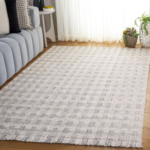 Renewal 3 ft. x 5 ft. Gray Lattice Fringe Area Rug