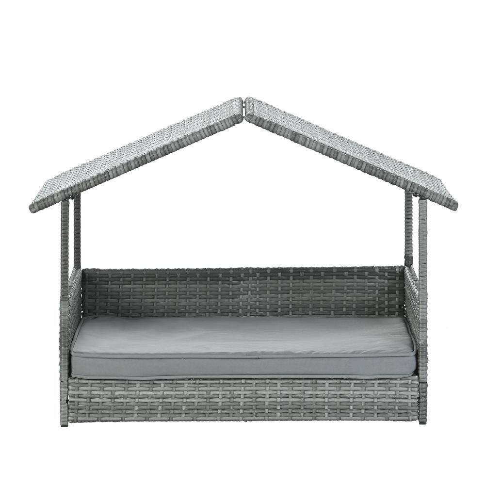 Tatayosi Dark Gray PE Wicker Outdoor Patio Dog Bed, Pet Bed, Pet