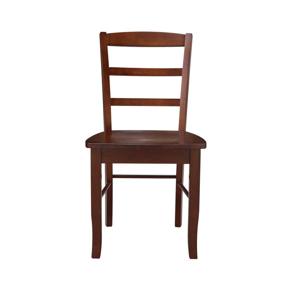 Espresso High Slat Solid Wood Ladderback Side Chair Set