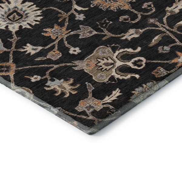 Mayfield Premium Machine Washable Abstract AMF1137 Black 9 ft. x 12 ft. Area Rug