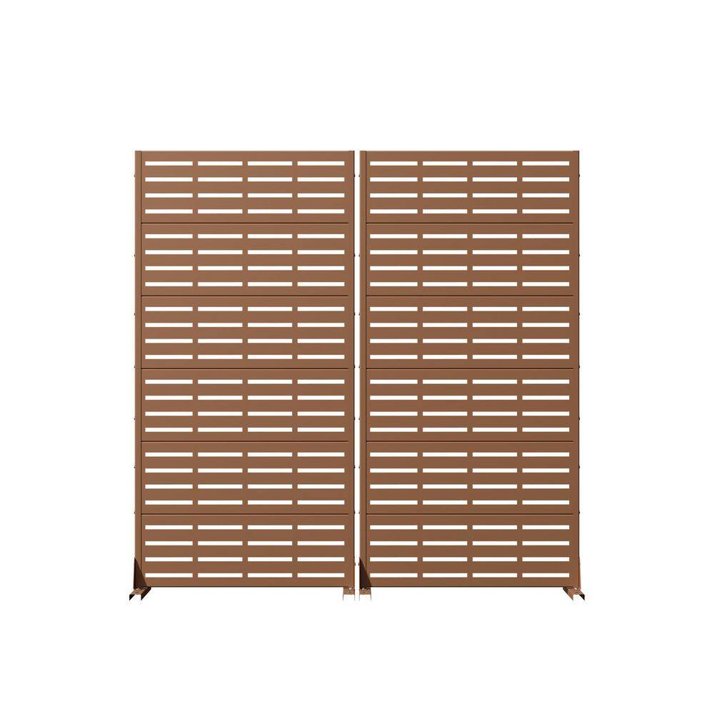 72 in. H in Brown Galvanized Metal Wall Sculptures Outdoor Privacy Screens Garden Fence 6 Panels Room Divider (Set of 2) price history on PriceWatchPro
