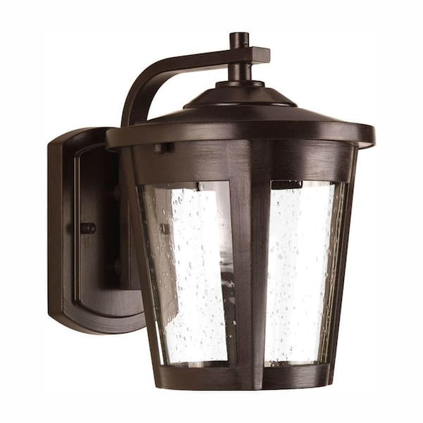 Progress Lighting East Haven LED Collection 1-Light Antique Bronze Clear Seeded Glass Transitional Outdoor Medium Wall Lantern Light