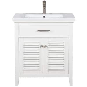 Cameron 30 in. W x 18.5 in. D Bath Vanity in White with Porcelain Vanity Top in White with White Basin