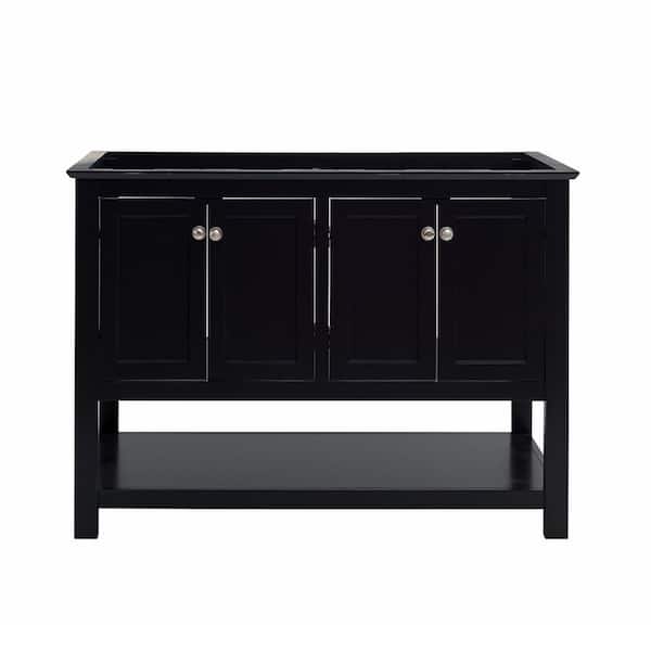 Manchester 48 in. Double Bath Vanity Cabinet without Top in Black - Shaker-Style