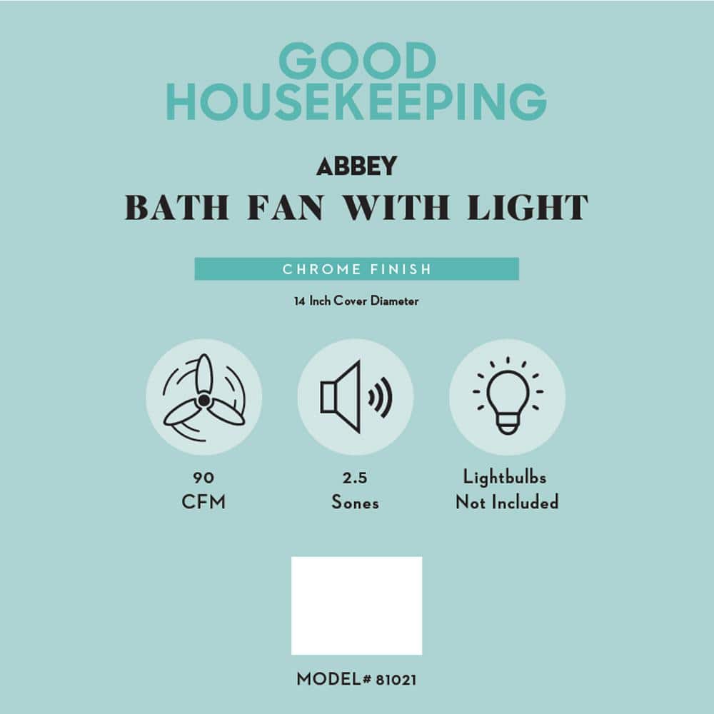 Abbey Chrome and Porcelain Bathroom Ventilation Exhaust Fan with Light