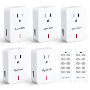 White 5 Socket 2 Remote Control Wireless Electrical Switch Set, 100 Feet Remote Control Range