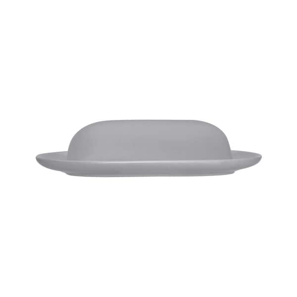 Colorwave Slate 8.5 in. (Gray) Stoneware Covered Butter Dishes