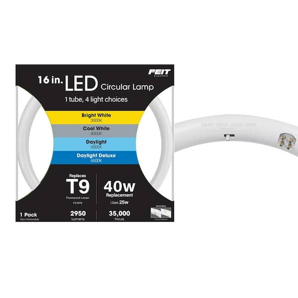 40W Equivalent 16 in. T9 G10Q Type-A Linear Circline LED Tube Light Bulb Selectable White 3000K,4000K,5000K,6500K 1-Pack
