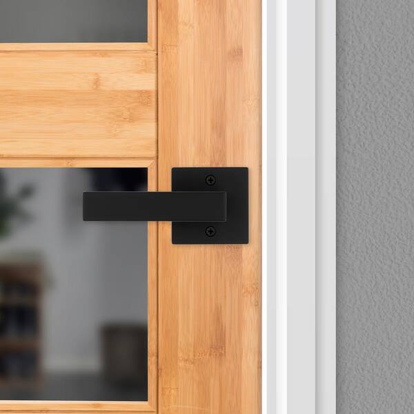Kwikset Singapore Square Matte Black Half-Dummy Door Lever with Microban