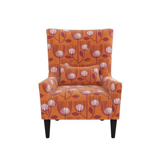 orange print chairs