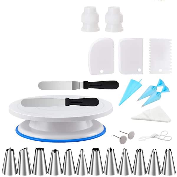 82Pcs Baking Accessories with Turntable Stand Leveler, Cake Decorating Tools Supplies Kit, 12 Piping Tips 52 Bags