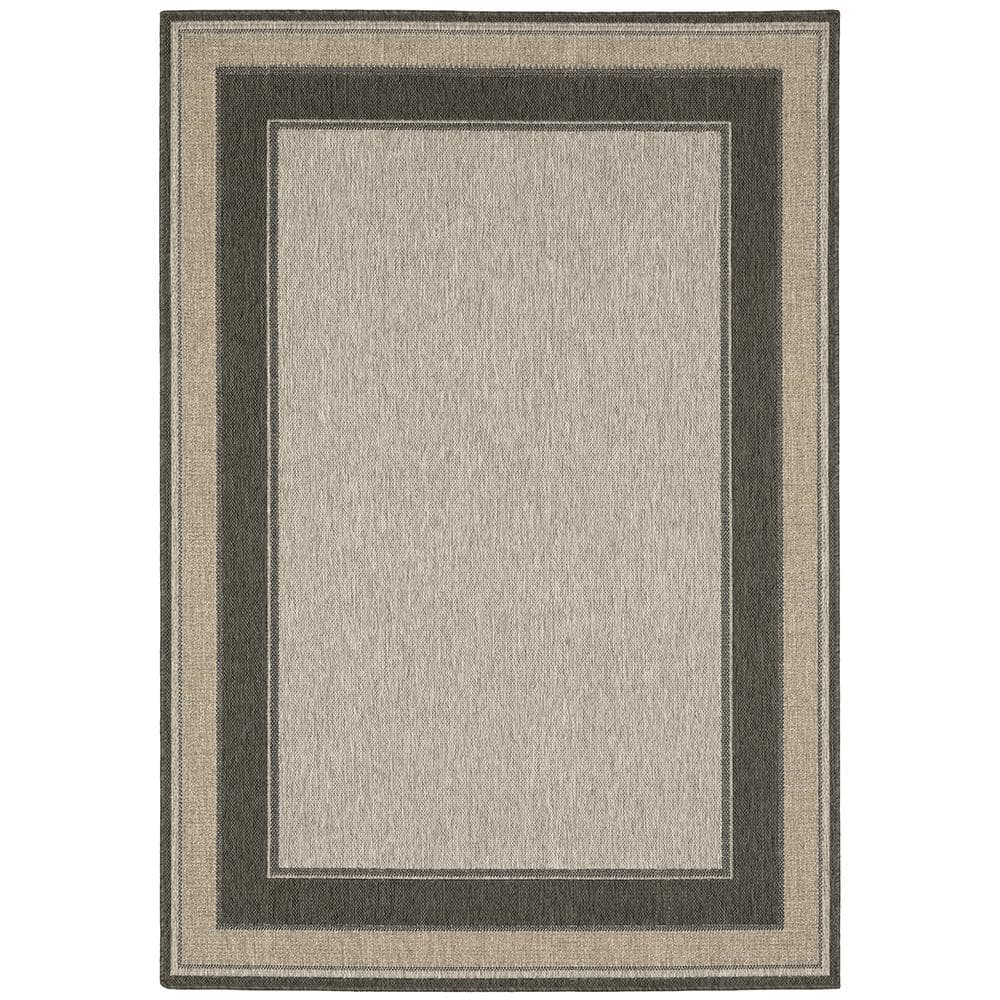 StyleWell Jasper Gray 7 ft. x 10 ft. Border Indoor/Outdoor Area Rug ...